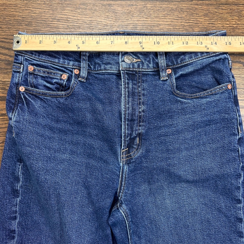 American Eagle Super High Rise Straight Jeans Womens 8 Blue Stretch Denim - Picture 5 of 12